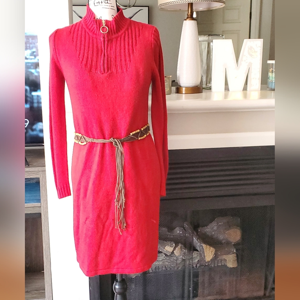 The Limited Harlow & Rose Long Sleeve Red Mock Neck Sweater Dress Small
